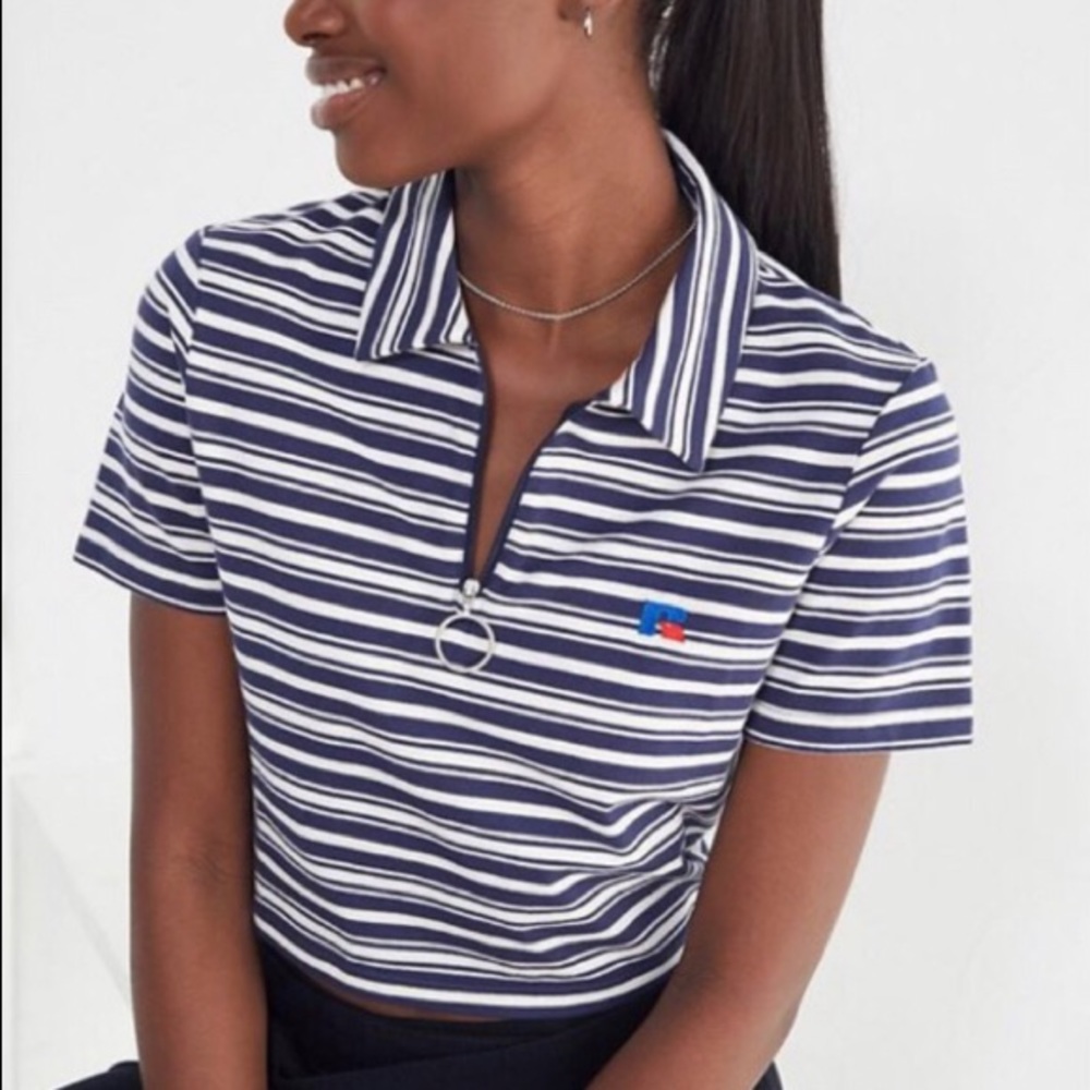 Urban Outfitters Russel Athletic Striped Crop Top